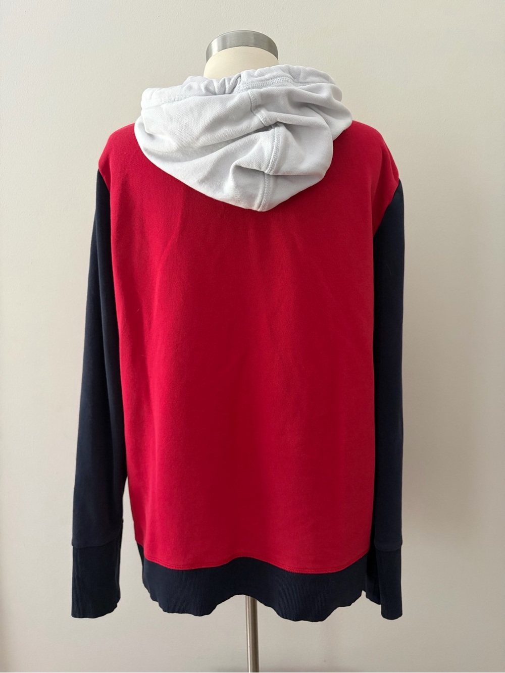 Tommy Hilfiger Retro Colorblock French Terry Red Navy Zip-Up Hoodie XL Preppy - Picture 4 of 11